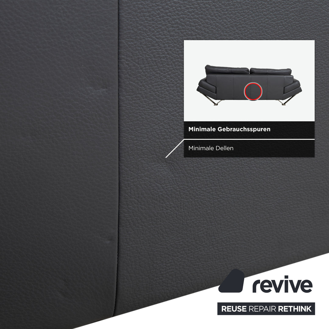 Natuzzi Relevé Leder Zweisitzer Schwarz Sofa Couch