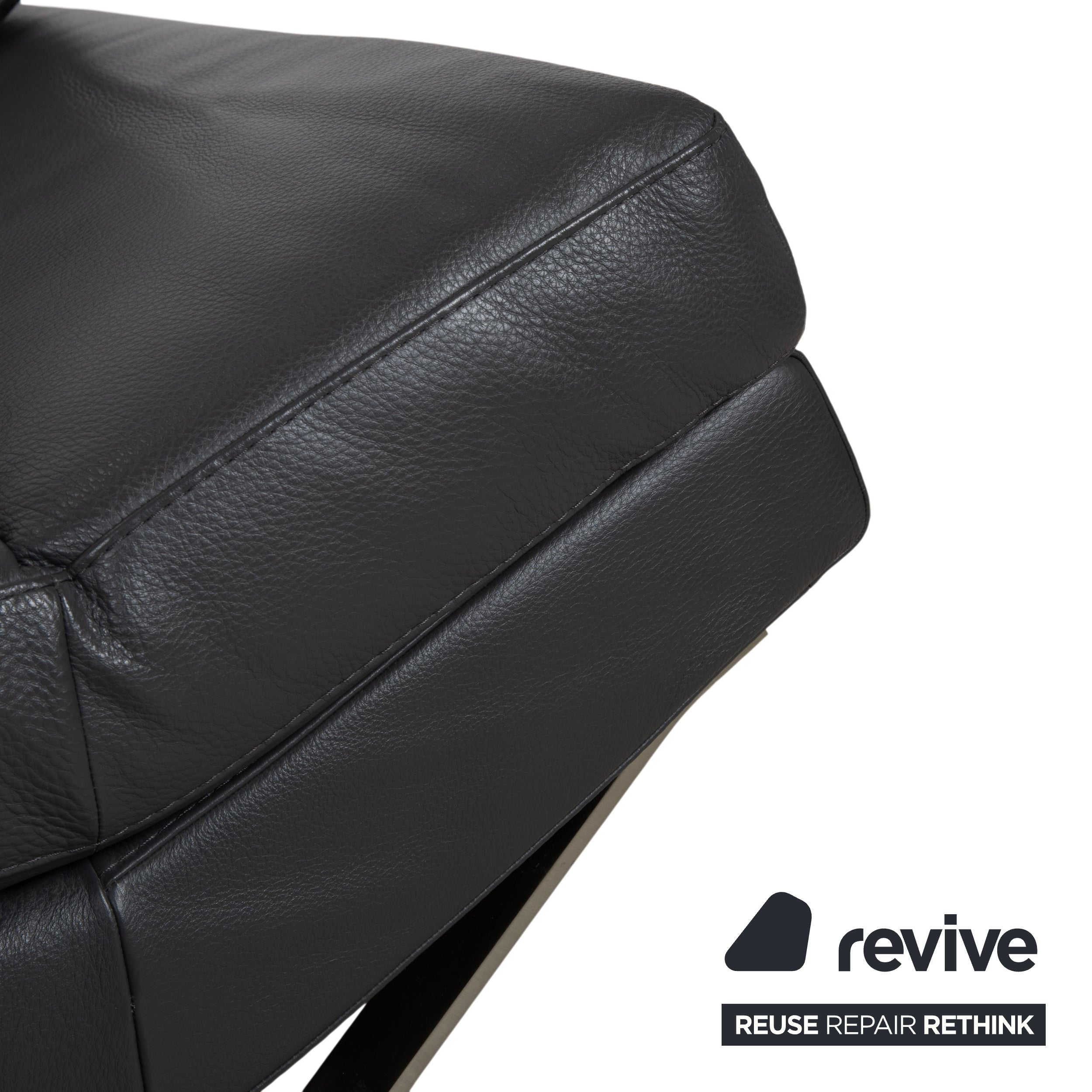 Natuzzi Relevé Leather Two-Seater Anthracite Sofa Couch