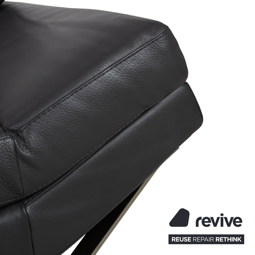 Natuzzi Relevé Leather Two-Seater Anthracite Sofa Couch