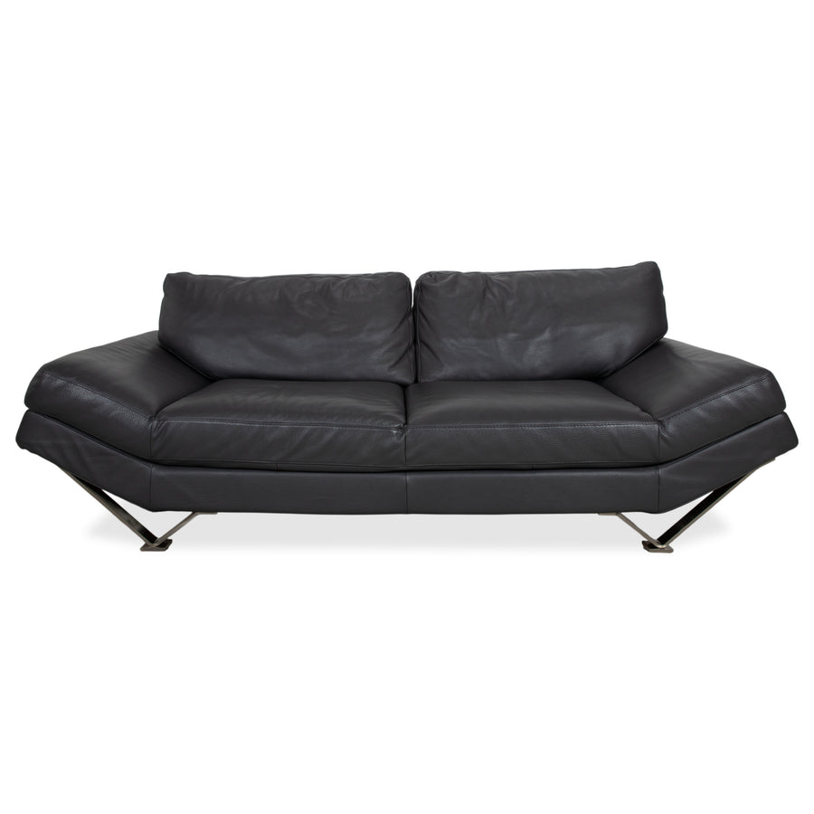 Natuzzi Relevé Leder Zweisitzer Schwarz Sofa Couch