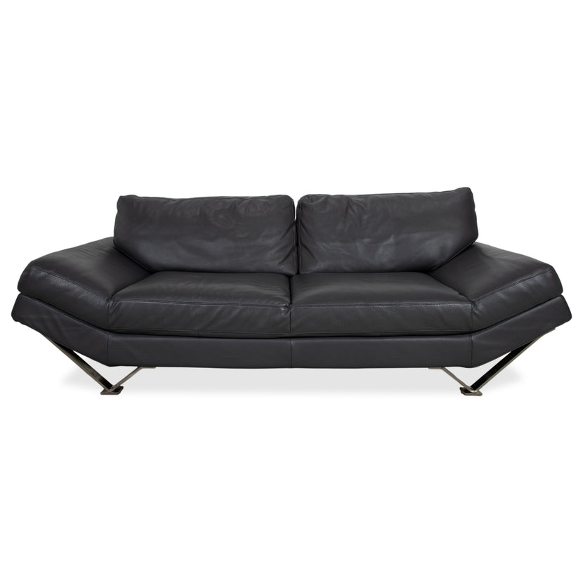 Natuzzi Relevé Leather Two-Seater Anthracite Sofa Couch