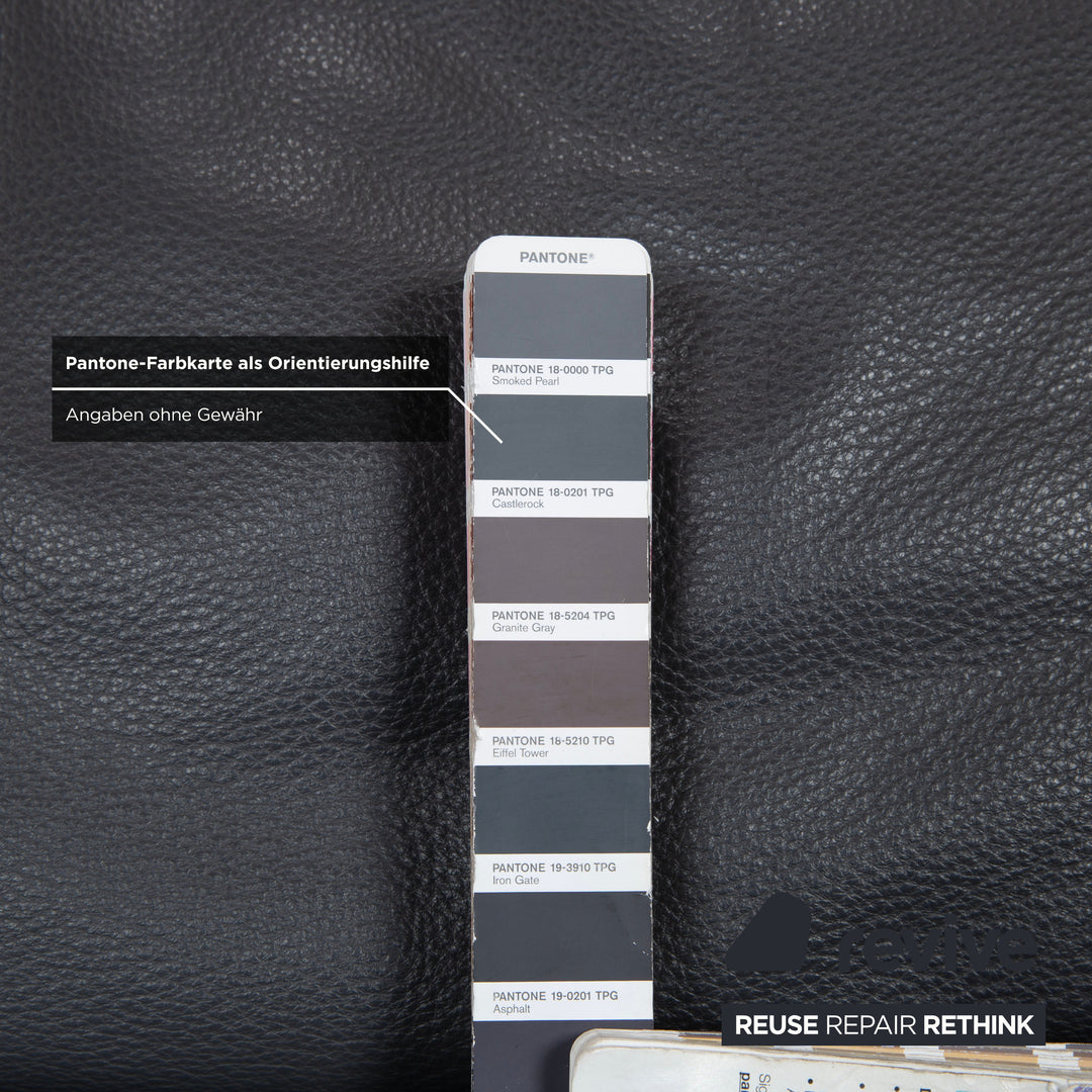Natuzzi Relevé Leather Two-Seater Anthracite Sofa Couch