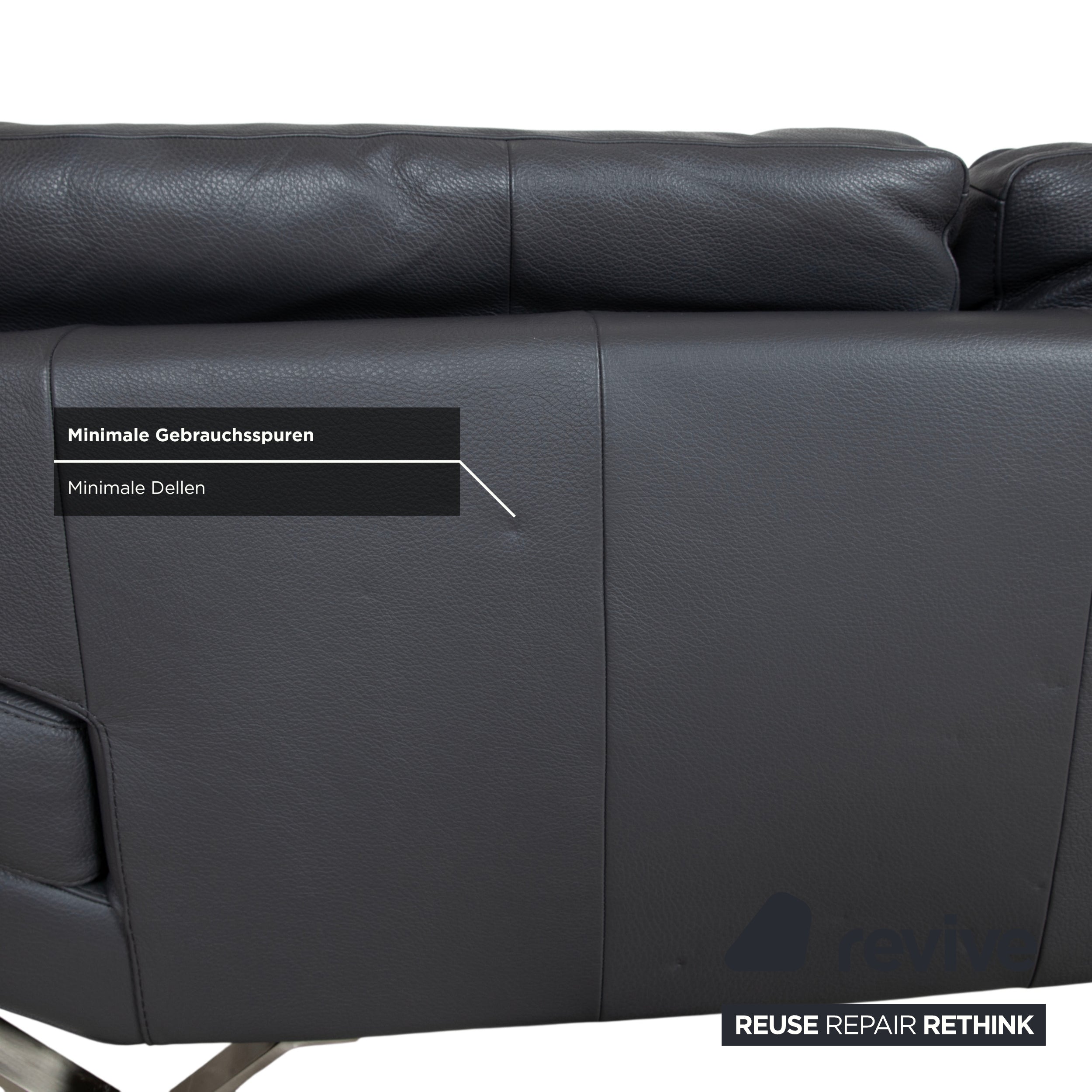 Natuzzi Relevé Leather Two-Seater Anthracite Sofa Couch