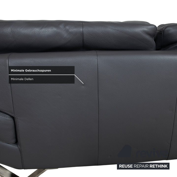 Natuzzi Relevé Leather Two-Seater Anthracite Sofa Couch