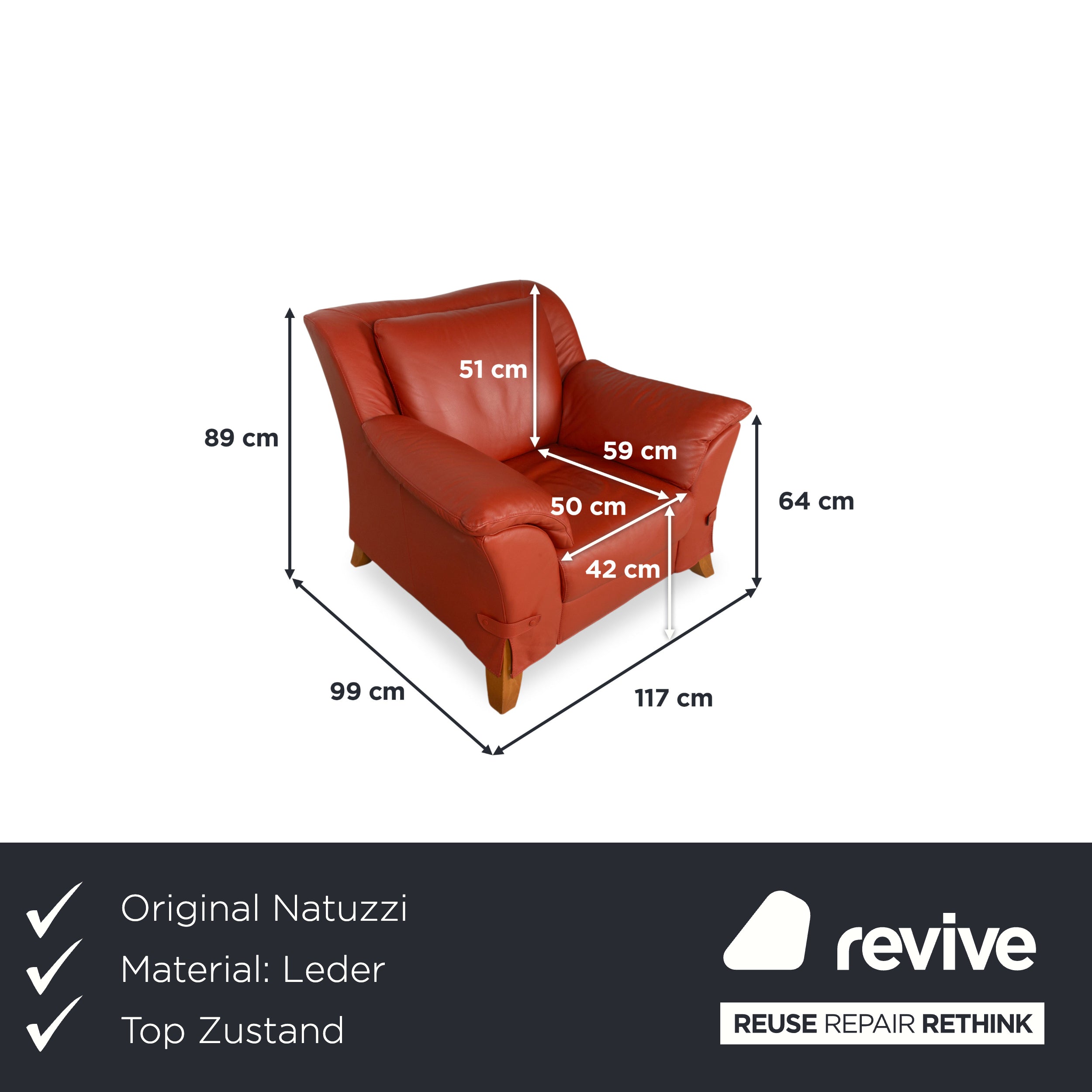Natuzzi Sessel Leder Rot