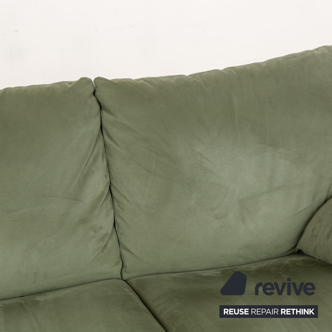 Natuzzi Stoff Dreisitzer Grün Sofa Couch