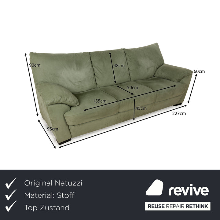 Natuzzi Stoff Dreisitzer Grün Sofa Couch