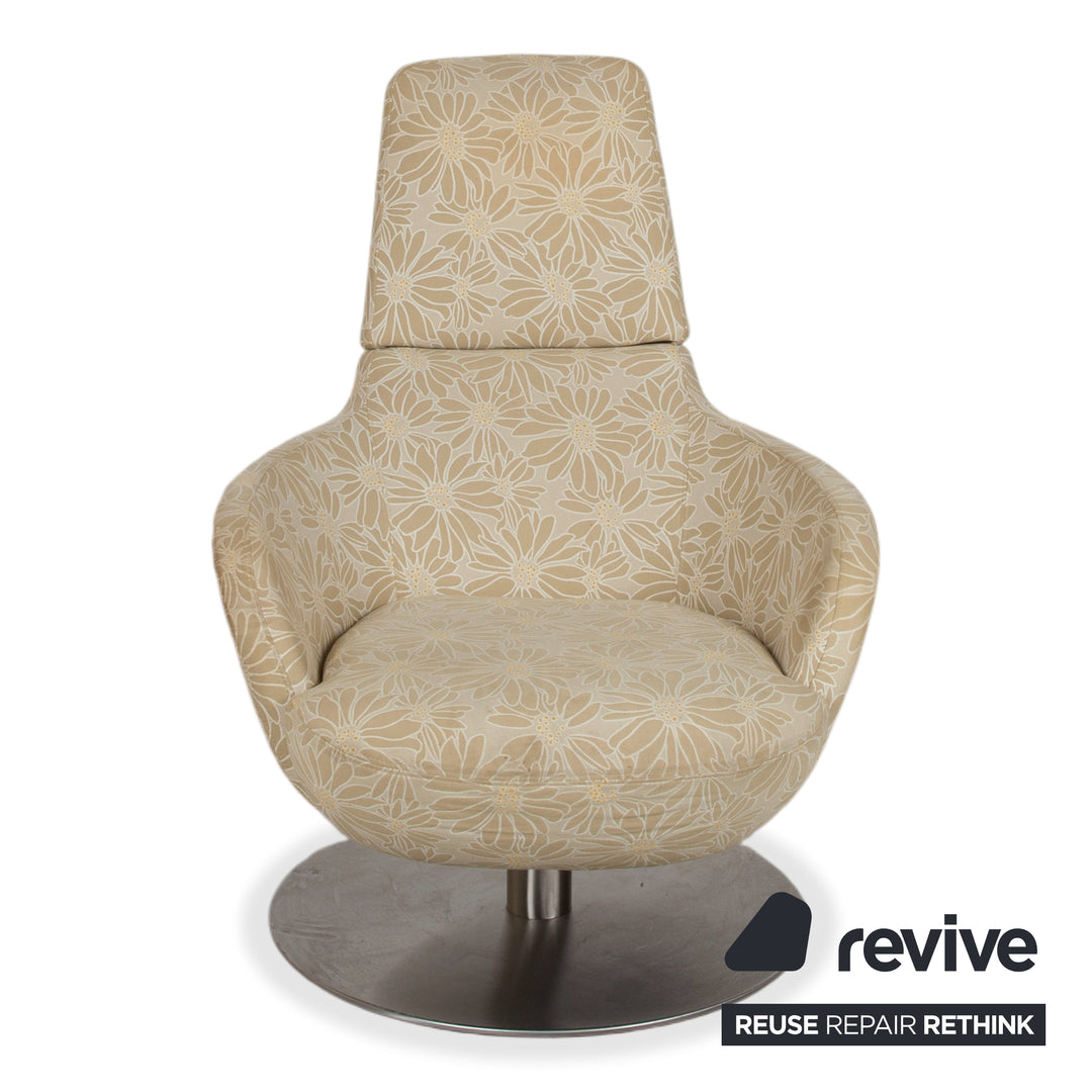 Natuzzi Stoff Sessel Beige Sand manuelle Funktion
