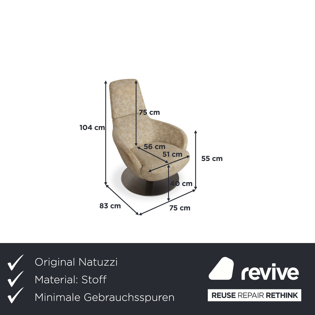 Natuzzi Stoff Sessel Beige Sand manuelle Funktion