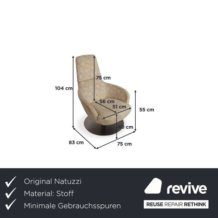 Natuzzi Stoff Sessel Beige Sand manuelle Funktion