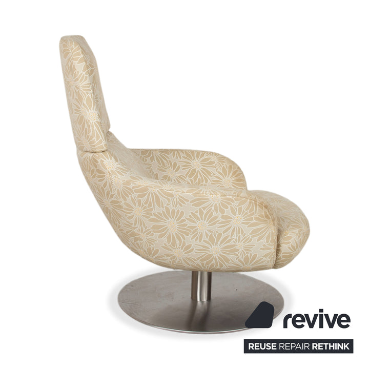 Natuzzi Stoff Sessel Beige Sand manuelle Funktion