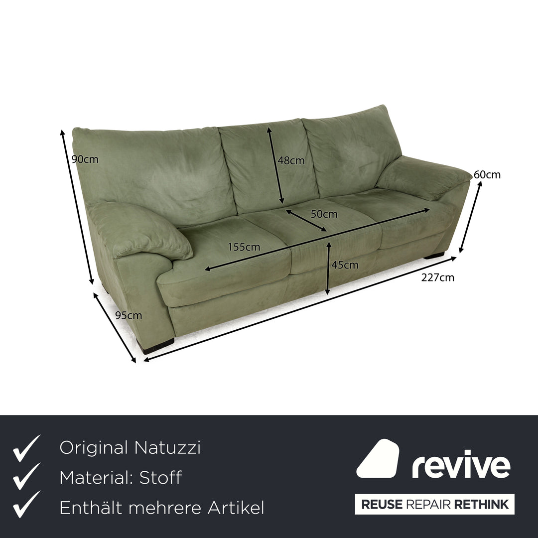 Natuzzi Stoff Sofa Garnitur Grün Dreisitzer Zweisitzer Couch