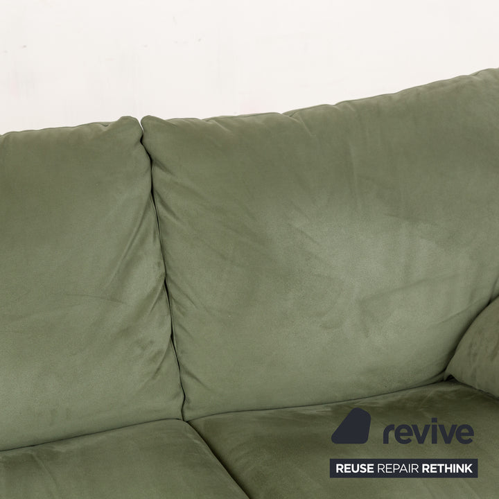 Natuzzi Stoff Sofa Garnitur Grün Dreisitzer Zweisitzer Couch