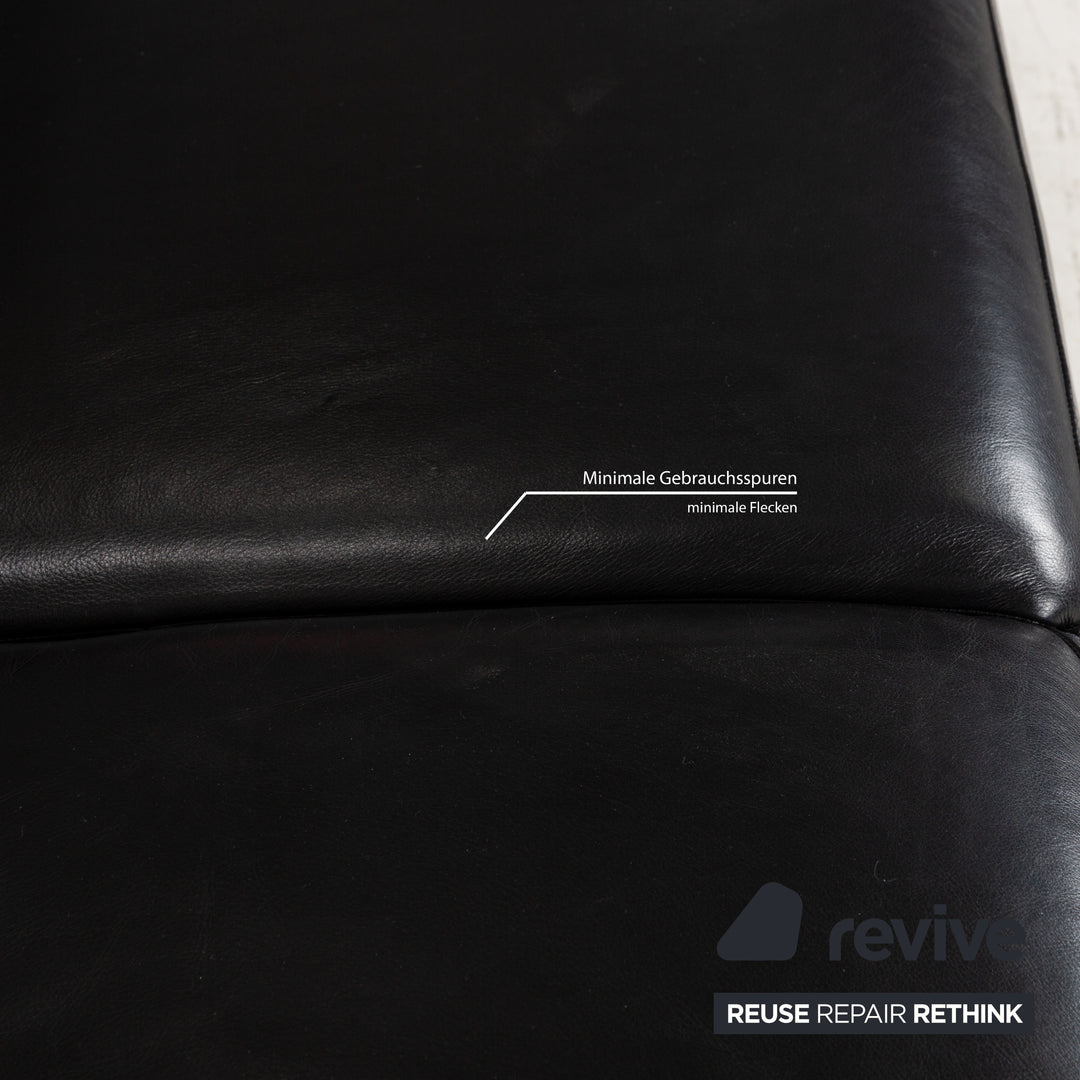 Natuzzi Volo Leather Three Seater Black Electric Function Sofa Couch