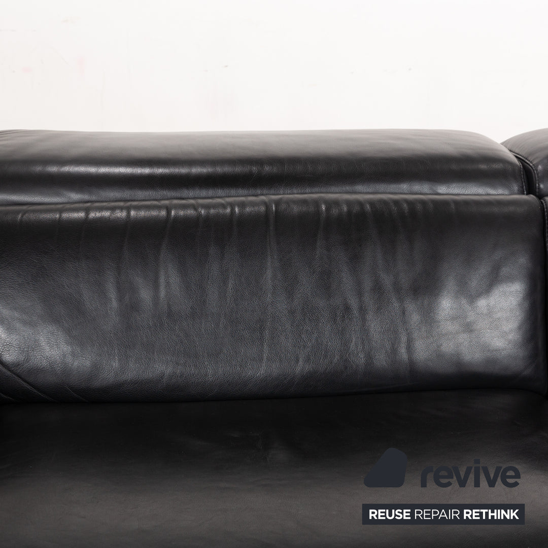 Natuzzi Volo Leder Dreisitzer Schwarz elektrische Funktion Sofa Couch