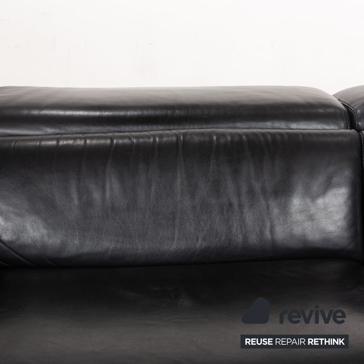 Natuzzi Volo Leather Three Seater Black Electric Function Sofa Couch