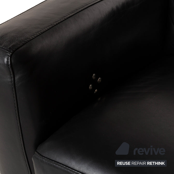 Natuzzi Volo Leather Three Seater Black Electric Function Sofa Couch