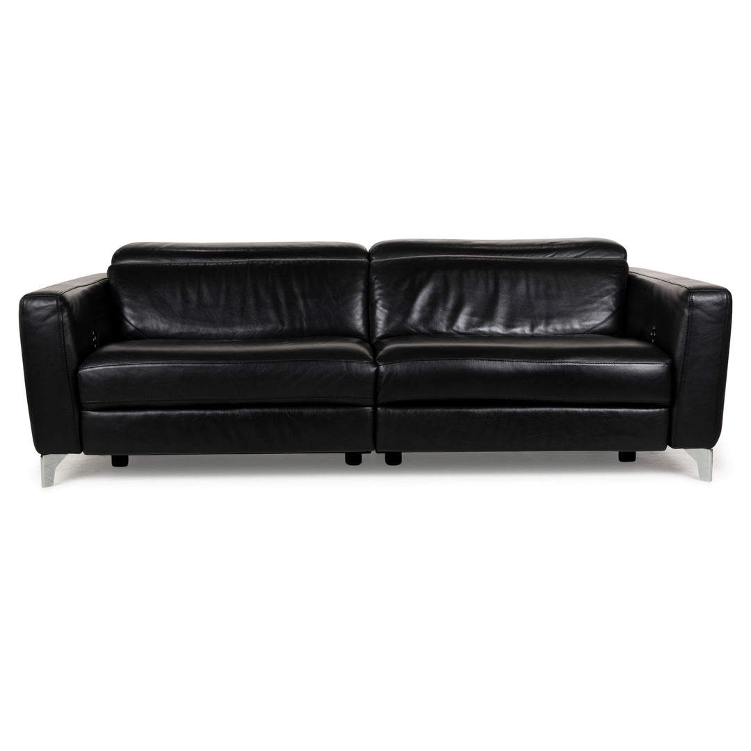 Natuzzi Volo Leather Three Seater Black Electric Function Sofa Couch