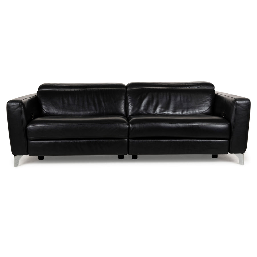Natuzzi Volo Leather Three Seater Black Electric Function Sofa Couch