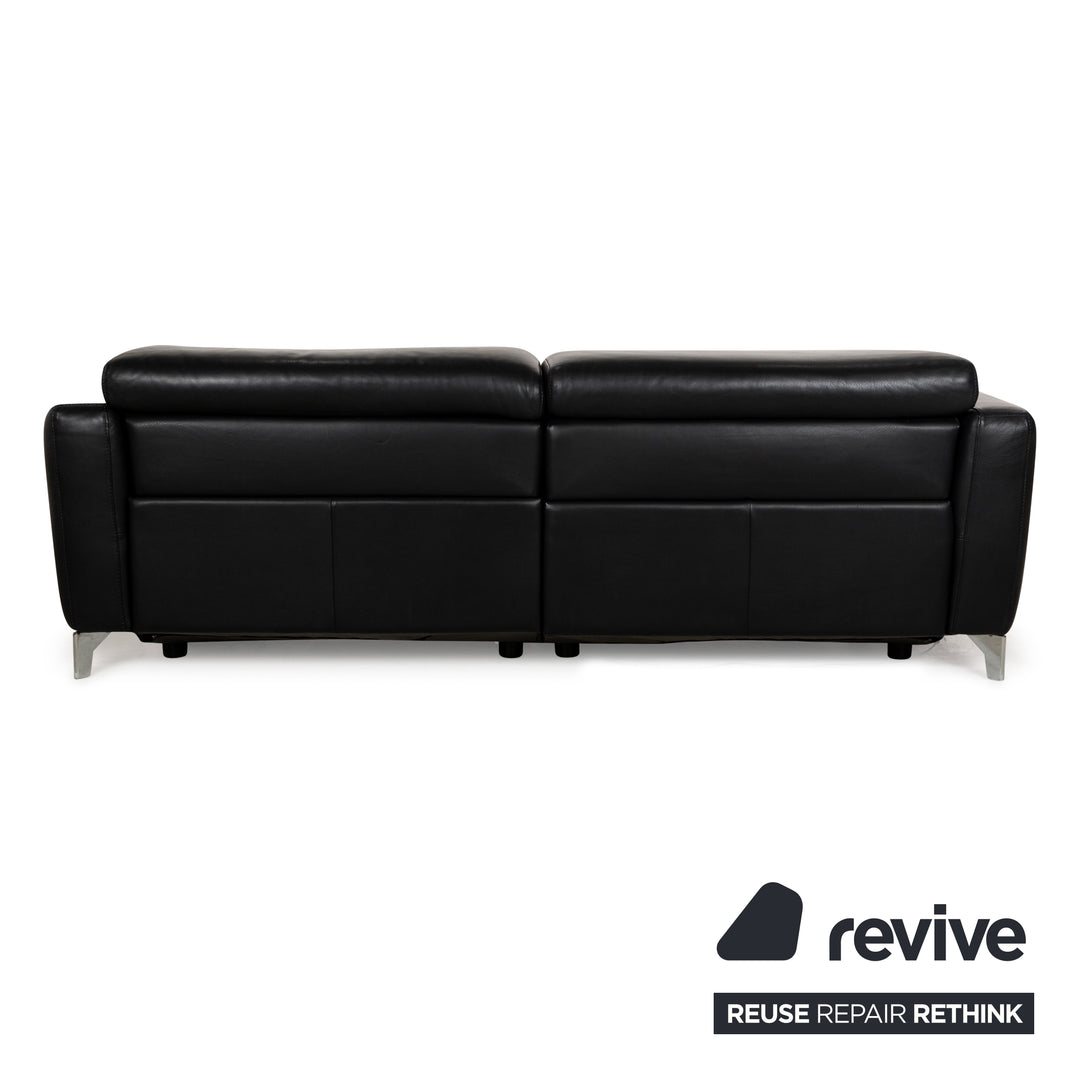 Natuzzi Volo Leather Three Seater Black Electric Function Sofa Couch