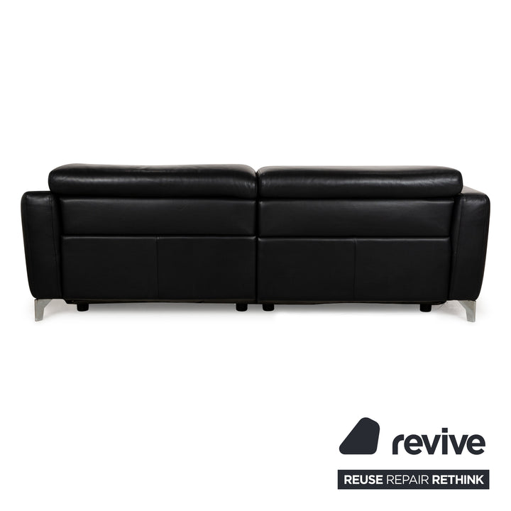 Natuzzi Volo Leather Three Seater Black Electric Function Sofa Couch