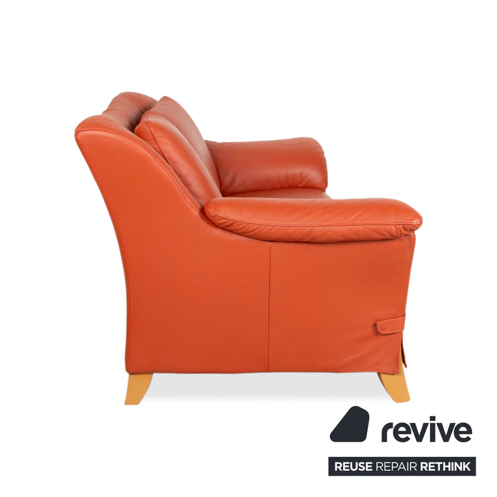 Natuzzi Zweisitzer Leder Rot Sofa Couch