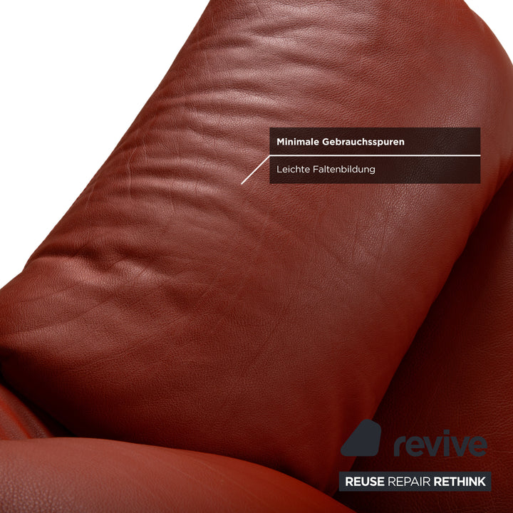 Natuzzi Zweisitzer Leder Rot Sofa Couch