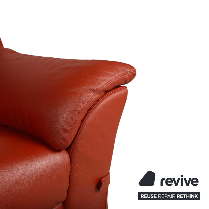 Natuzzi Zweisitzer Leder Rot Sofa Couch