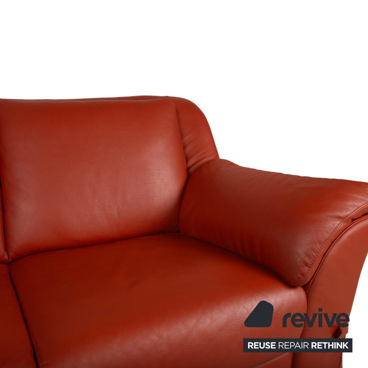 Natuzzi Zweisitzer Leder Rot Sofa Couch