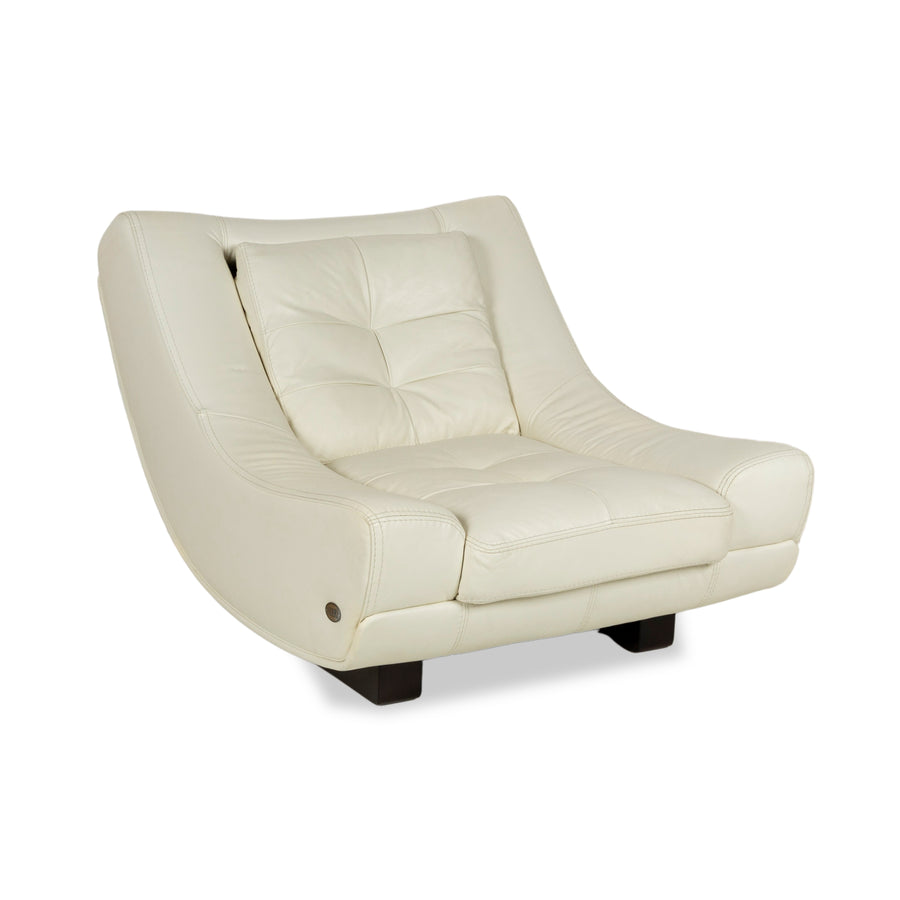 Nieri Leather Armchair Cream Lounge Chair