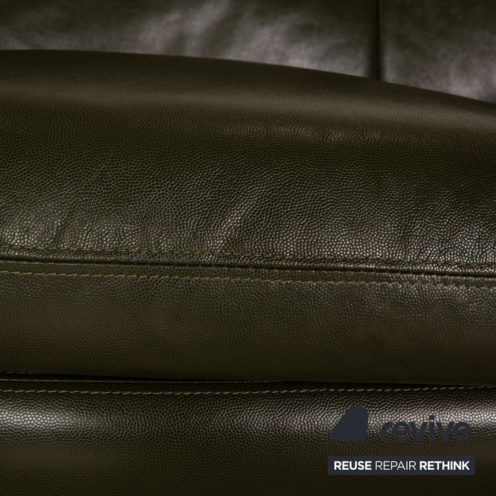 Nieri Alberto Leather Loveseat Green Dark Green Sofa Couch