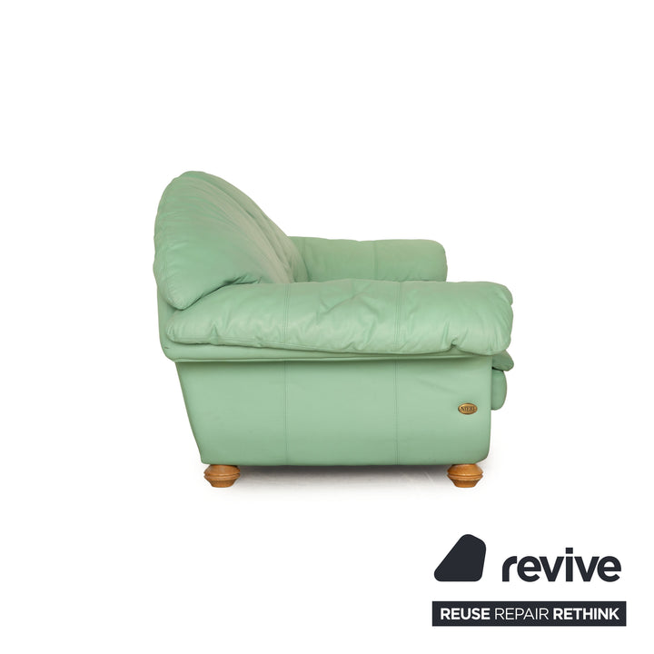 Nieri Divani Leather Three Seater Green Mint Sofa Couch