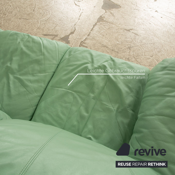 Nieri Divani Leather Three Seater Green Mint Sofa Couch