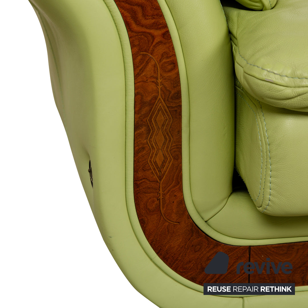 Nieri Divani Leather Two-Seater Green Sofa Couch