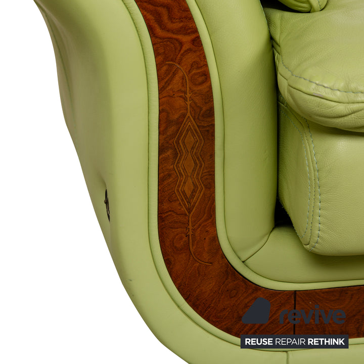 Nieri Divani Leather Two-Seater Green Sofa Couch