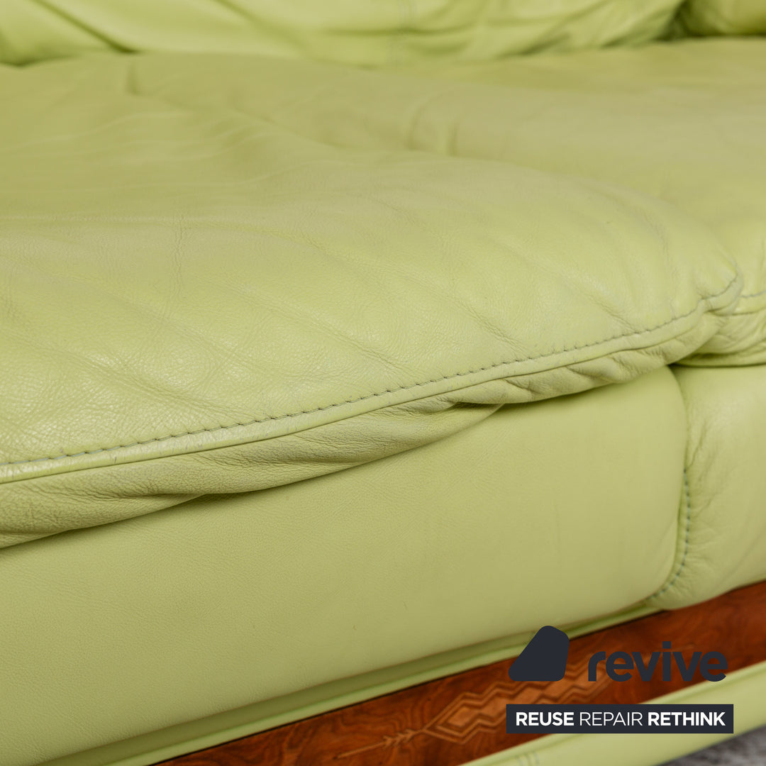 Nieri Divani Leather Two-Seater Green Sofa Couch