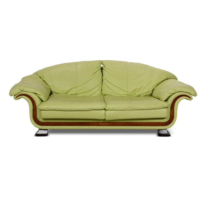 Nieri Divani Leather Two-Seater Green Sofa Couch