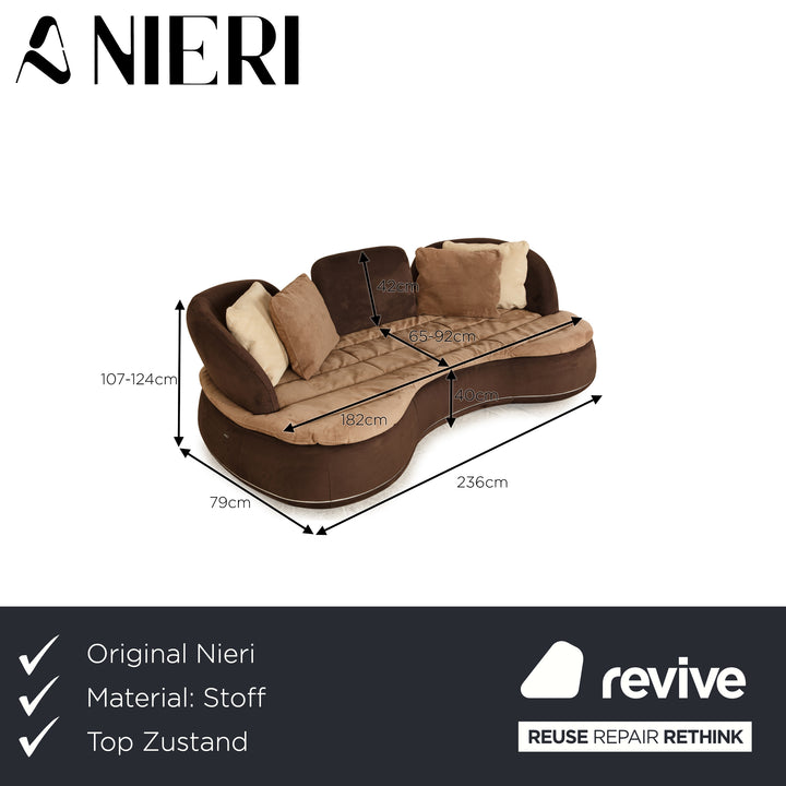 Nieri Espace fabric three seater brown sofa couch manual function