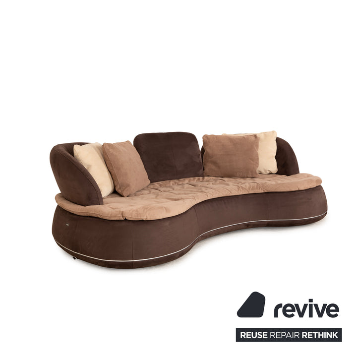 Nieri Espace fabric three seater brown sofa couch manual function