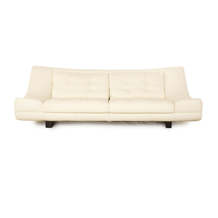 Nieri Leder Dreisitzer Creme Sofa Couch