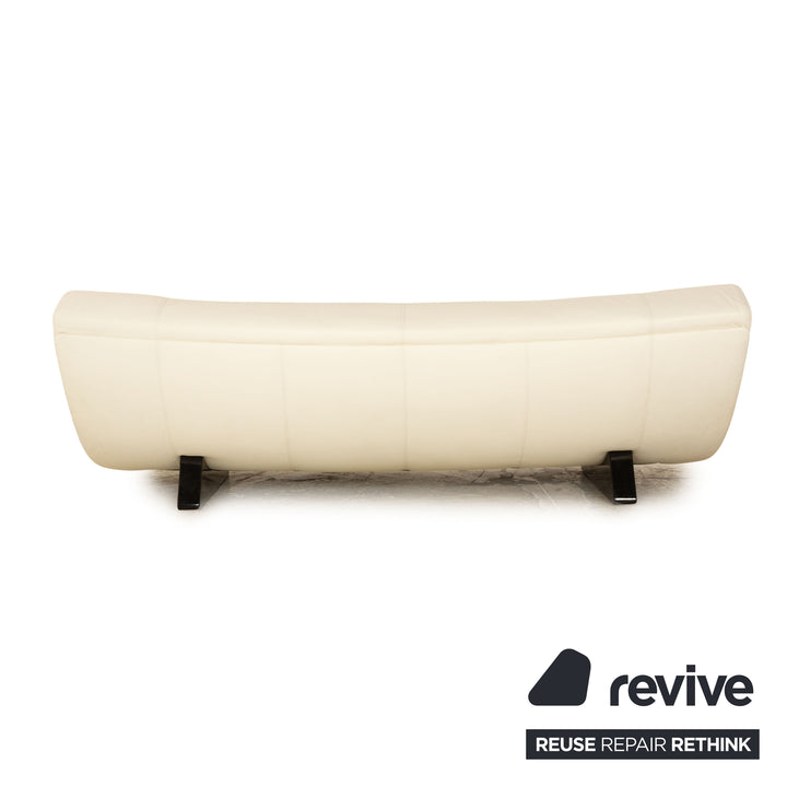 Nieri Leather Three Seater Cream Sofa Couch