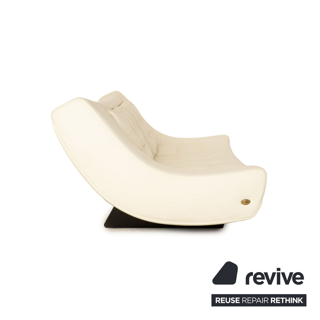 Nieri Leather Three Seater Cream Sofa Couch
