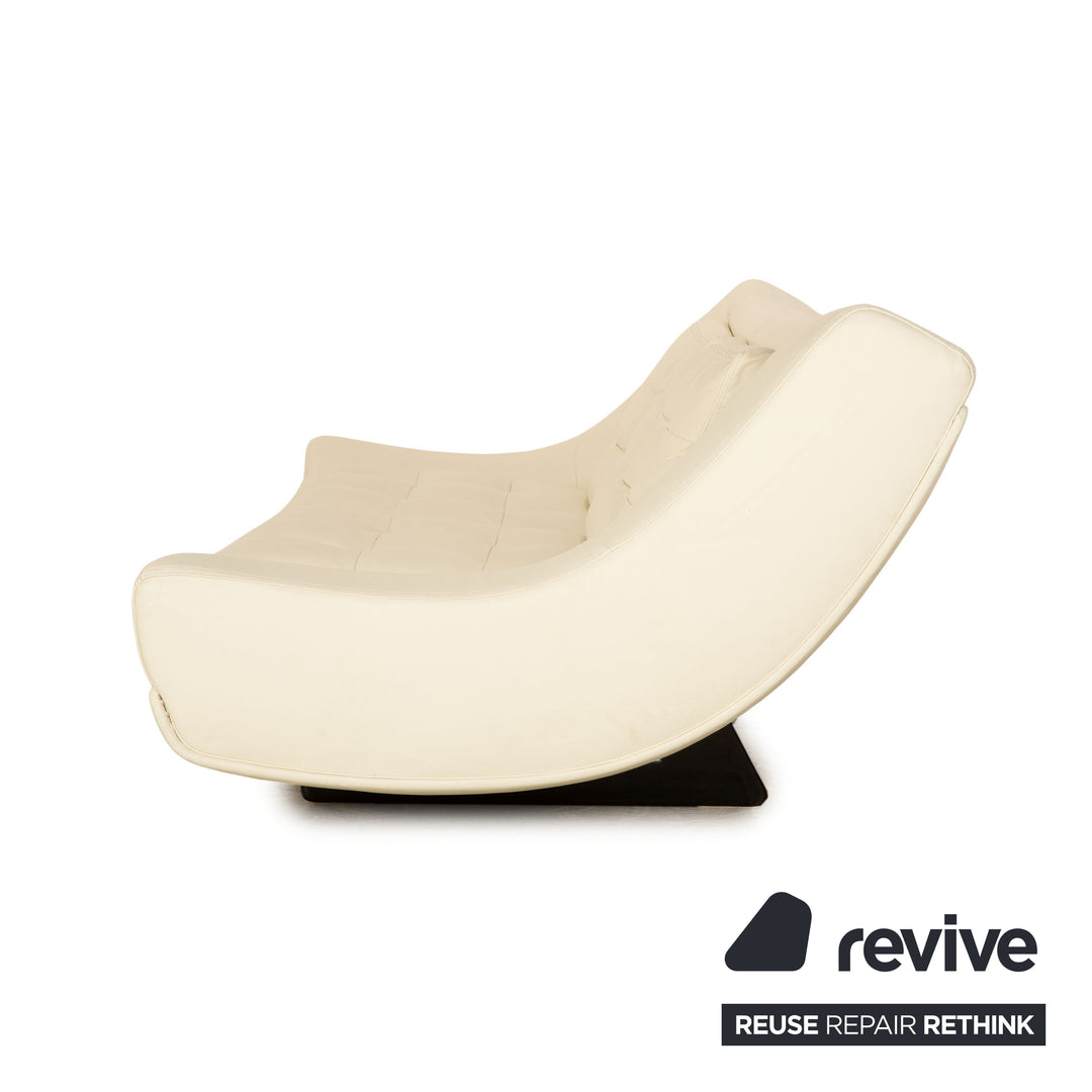 Nieri Leather Three Seater Cream Sofa Couch