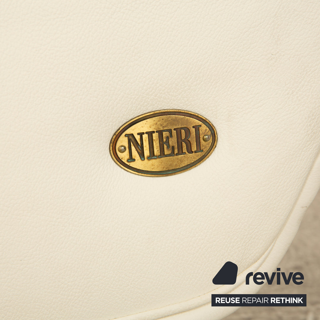 Nieri Leather Three Seater Cream Sofa Couch
