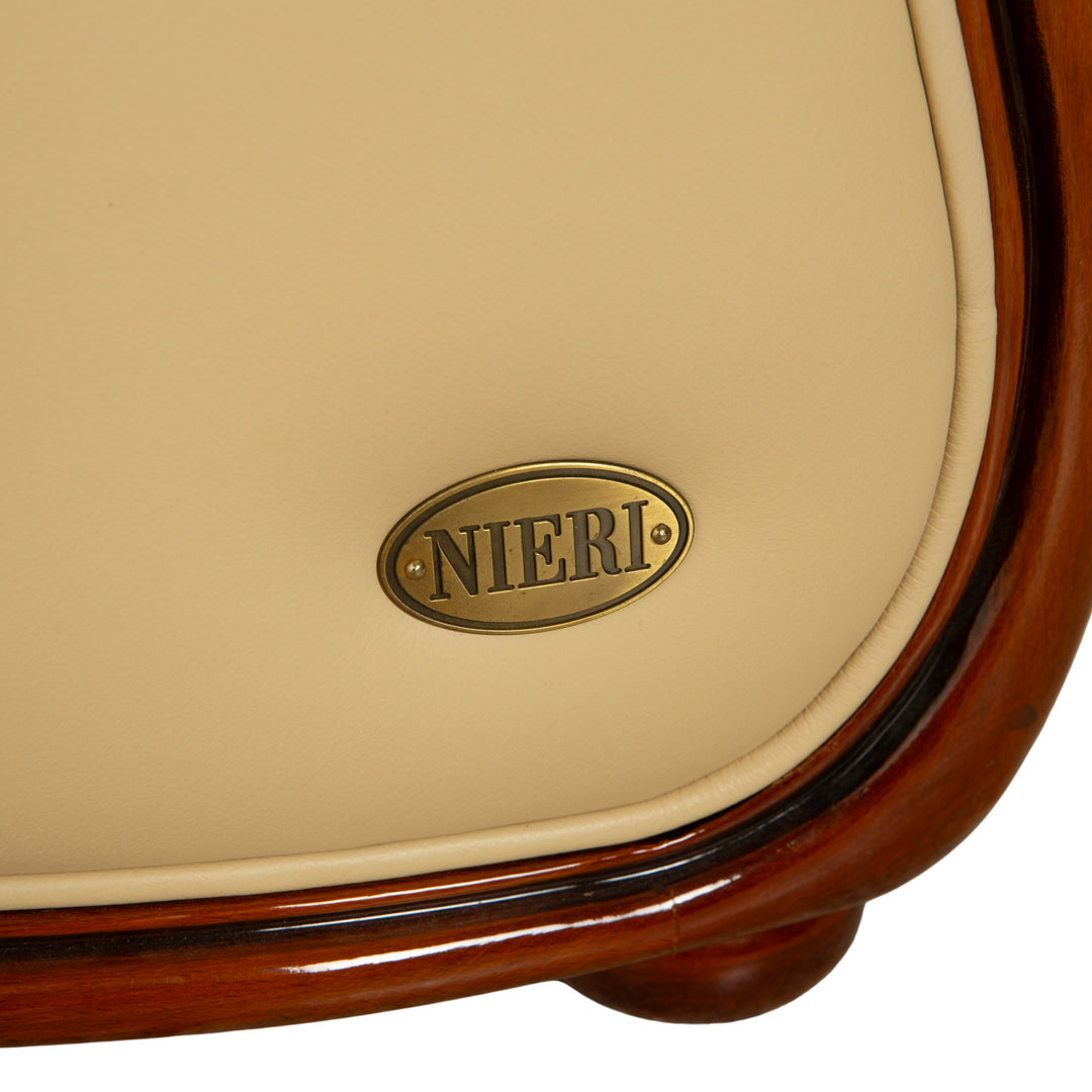 Nieri Leder Holz Dreisitzer Zweisitzer Creme Braun Sofa Couch