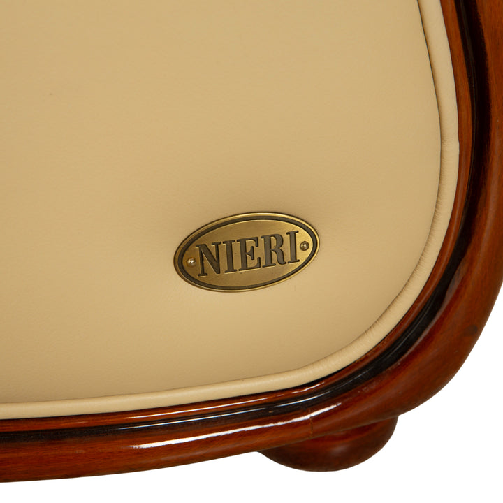 Nieri Leder Holz Dreisitzer Zweisitzer Creme Braun Sofa Couch