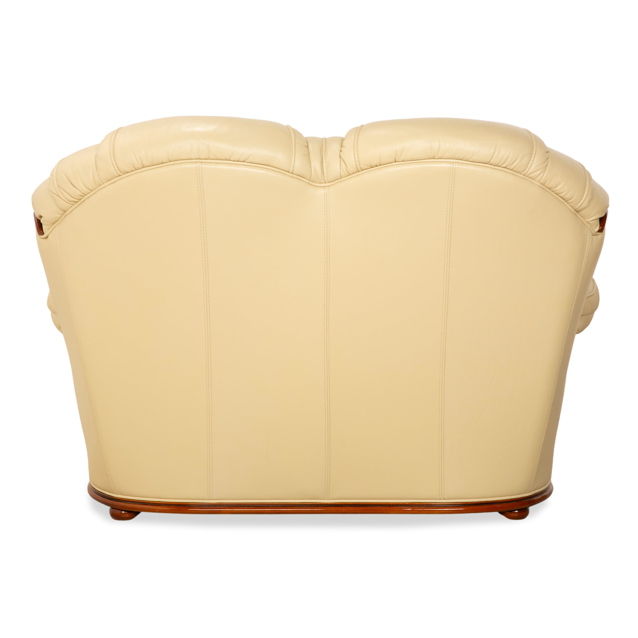 Nieri Leather Wood Three-Seater Two-Seater Cream Brown Sofa Couch
