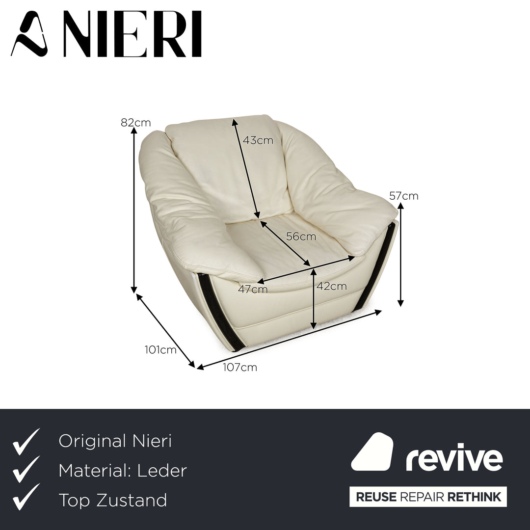 Fauteuil en cuir Nieri crème