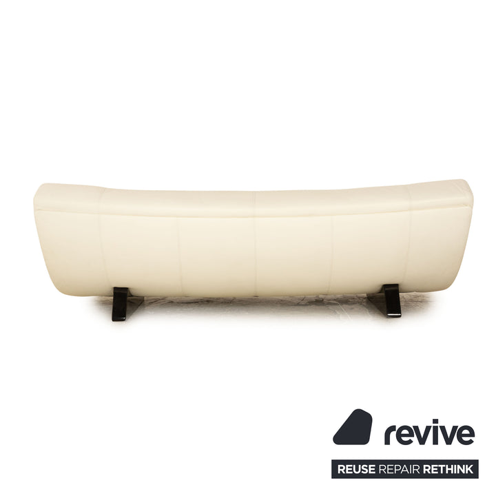 Nieri leather sofa set cream three-seater armchair cream sofa couch