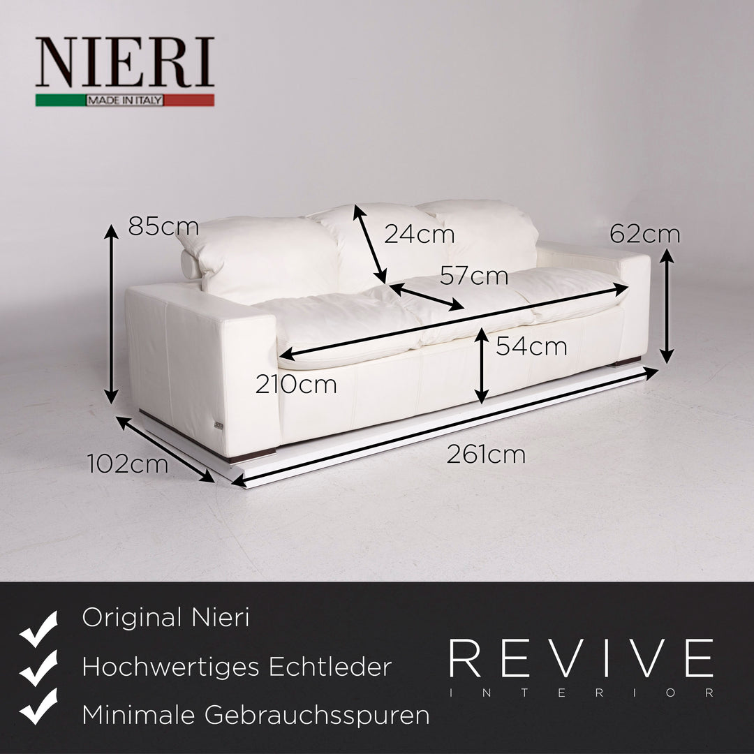 Nieri leather sofa set white 1x three-seater 1x two-seater #10892